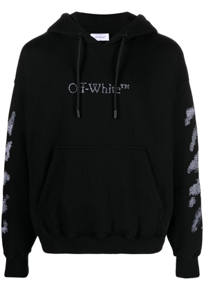 Off-White Diag Stripe-embroidered cotton hoodie - Black
