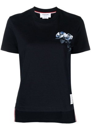 Thom Browne rose-embroidered cotton T-shirt - Blue