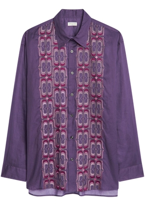 DRIES VAN NOTEN embroidered cotton shirt - Purple