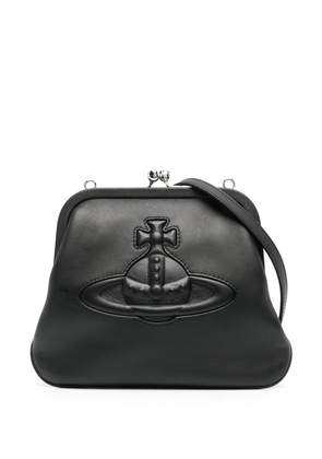 Vivienne Westwood injected-Orb leather clutch bag - Black