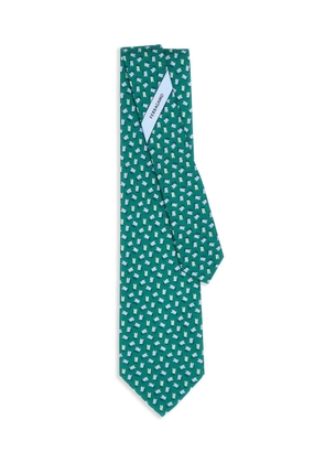 Ferragamo teddy bear-print silk tie - Green