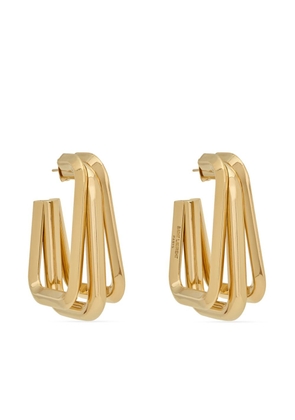 Saint Laurent logo-engraved square hoop earrings - Gold