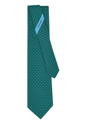 Ferragamo Gancini-print silk tie - Green