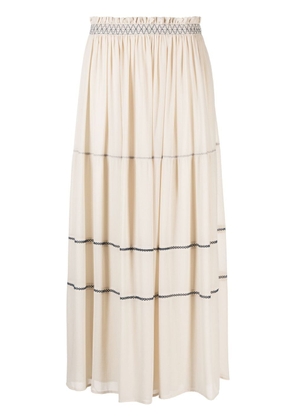 See by Chloé whipstitch-detailing pleated maxi skirt - Neutrals