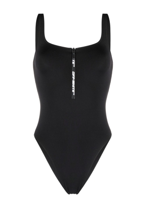 Off-White logo-print zip-up swimsuit - Black