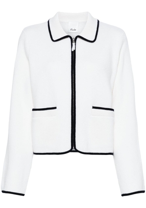 Allude zip-up knitted jacket - White