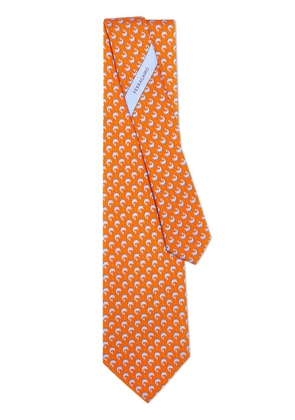 Ferragamo dolphin-print silk tie - Orange