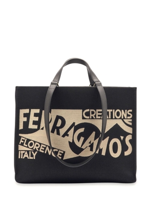 Ferragamo medium Venna logo-embroidered tote bag - Black