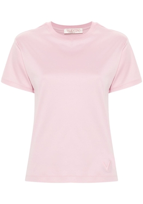 Valentino Garavani logo-embroidered cotton T-shirt - Pink