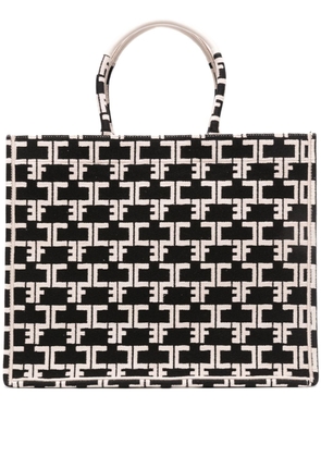 Elisabetta Franchi large Monogram tote bag - Black