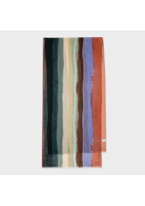 Paul Smith Multicoloured Wool Painted Stripe Scarf Brown