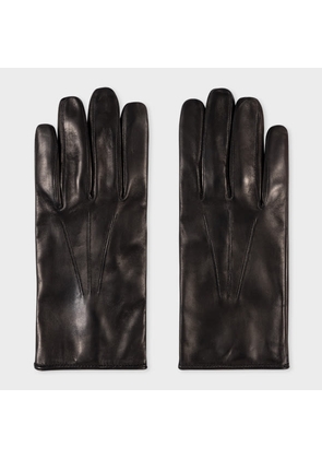 Paul Smith Black 'Signature Stripe' Leather Gloves