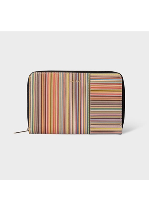 Paul Smith Leather 'Signature Stripe' Zip-Around Purse Multicolour