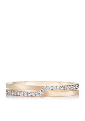 De Beers Jewellers Rose Gold And Diamond Half Pavé Promise Ring