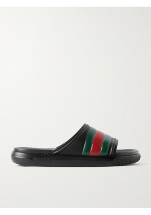 Gucci - Striped Rubber Slides - Men - Black - UK 6