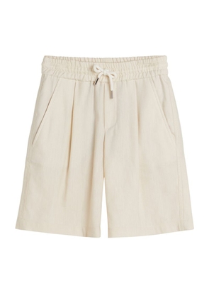 Brunello Cucinelli Kids Linen-Virgin Wool Pleated Shorts (4-12 Years)