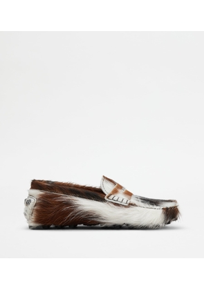 Tod's - Gommino Bubble in Pony-skin Effect Leather, WHITE,BROWN, 35 - Shoes