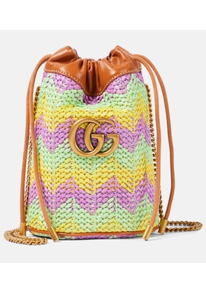 Gucci GG Marmont Super Mini raffia bucket bag