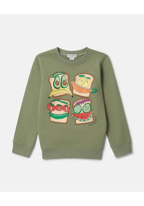 Stella McCartney - Veggie Sandwich Sweatshirt, Woman, Khaki, Size: 5
