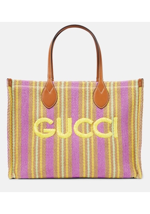 Gucci Striped leather-trimmed tote bag