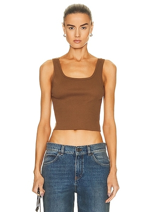 Eterne Cropped Scoop Neck Tank Top in Earth - Brown. Size M (also in ).