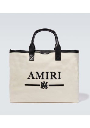 Amiri Embroidered leather-trimmed tote bag