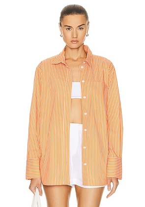 FRAME The Oversized Shirt in Bright Tangerine - Orange. Size S (also in ).