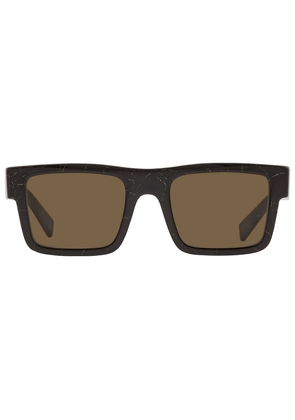 Prada Dark Brown Rectangular Mens Sunglasses PR 19WS 19D01T 52