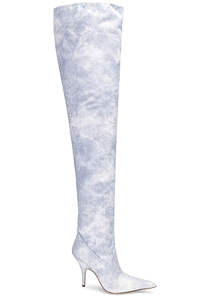 GIA BORGHINI Thigh High Boot in Blue Jeans - Blue. Size 36.5 (also in 37, 37.5).