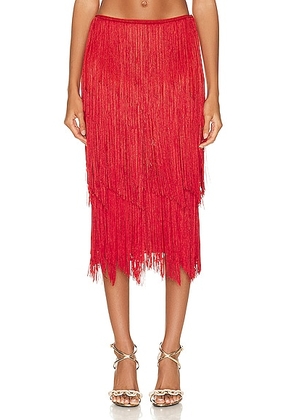 TOM FORD Fringe Pencil Skirt in Candy Red - Red. Size M (also in S).