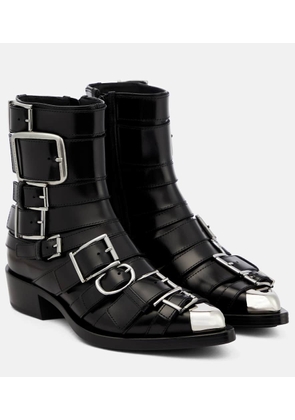 Alexander McQueen Punk Buckle leather boots