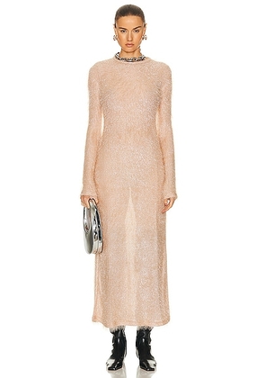 RABANNE Crystal Maxi Dress in Light Pink - Blush. Size 36 (also in 34, 40).