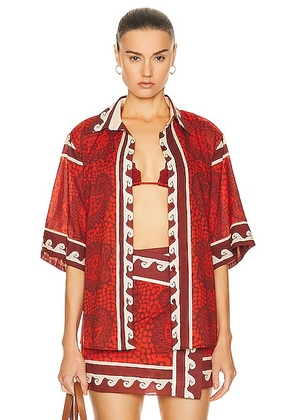 Johanna Ortiz Situation Shirt in Paisley Red & Ecru - Red. Size 4 (also in ).