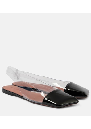 Amina Muaddi Ane Glass PVC and patent leather slingback flats