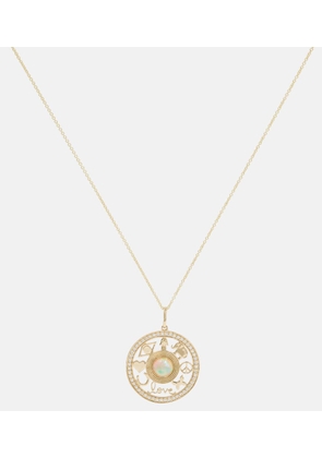 Sydney Evan Open Icon 14kt gold necklace with diamonds and opal