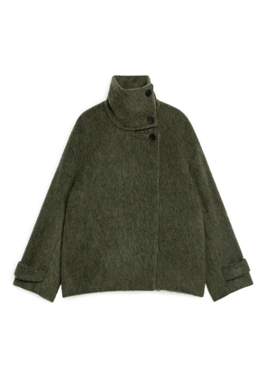 Fuzzy Wool-Blend Jacket - Green