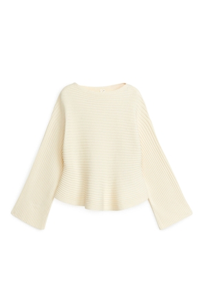 Rib-Knitted Cotton Jumper - White