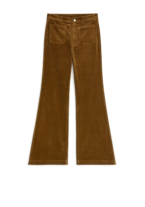 Flared Corduroy Trousers - Yellow
