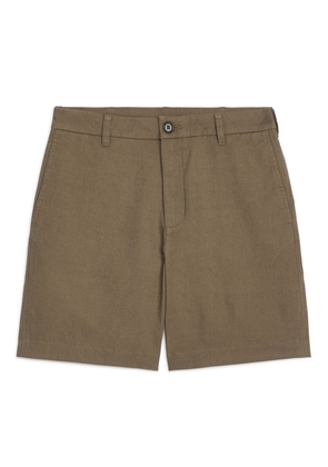 Linen-Blend Shorts - Beige