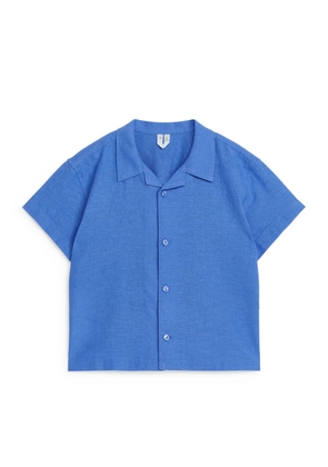 Linen-Blend Resort Shirt - Blue