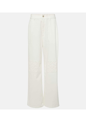 Loewe Anagram leather-trimmed wide-leg jeans