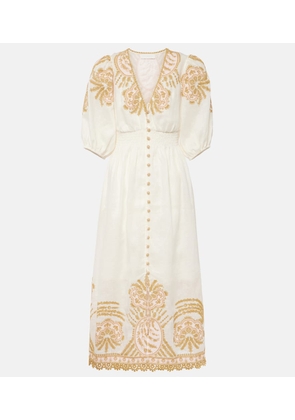 Zimmermann Waverly embroidered linen midi dress