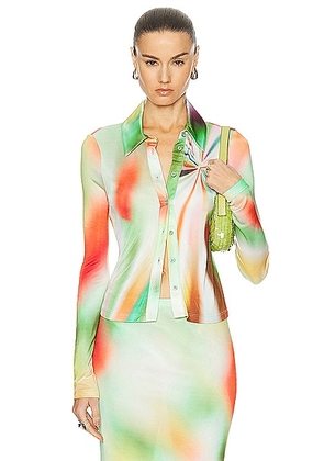 SIEDRES Tina Button Up Top in Multi - Green. Size M (also in S, XS).