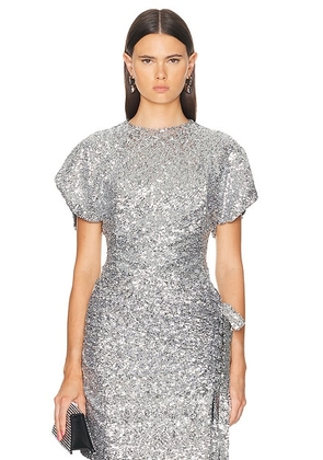 RABANNE Sequin T-Shirt in Silver - Metallic Silver. Size 36 (also in ).