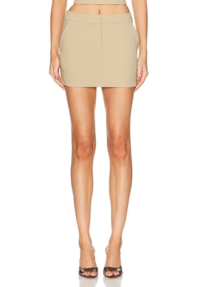 SANS FAFF Margot Mini Lined Skirt in Camel - Black. Size L (also in M, S, XS).