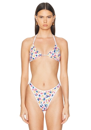 Heavy Manners Double String Bikini Top in Coney Island - White. Size L (also in M, S, XL, XS).