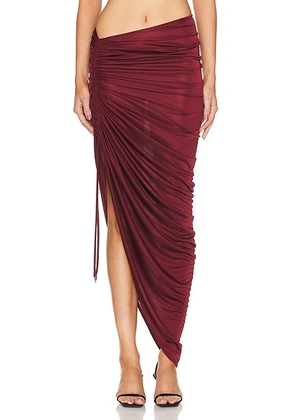Atlein Asymmetric Ruched Skirt in Coa Wine - Burgundy. Size 34 (also in 36, 38, 40).