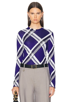 Burberry Rib Crew Neck Top in Knight IP Check - Blue. Size M (also in S, XS).
