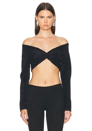 Atlein Draped Sleeveless Pleated Top in Black - Black. Size 34 (also in 36, 38, 40).