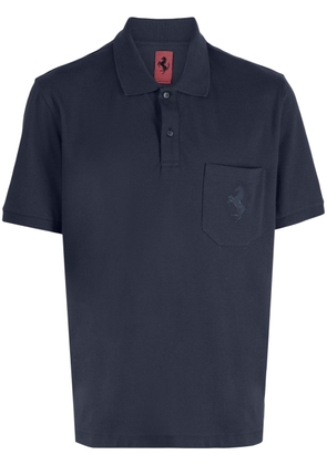 Ferrari logo-patch short-sleeved polo shirt - Blue